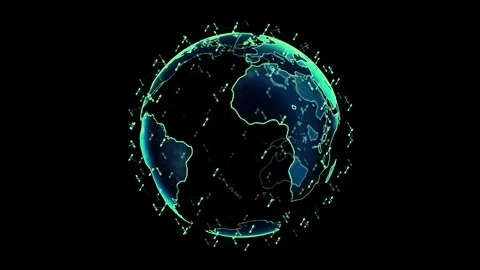 Digital earth data globe - abstract 3D rendering satellites starlink network Vídeos de archivo 109210985