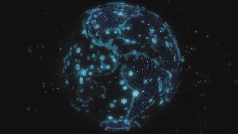 Digital earth data globe - abstract 3D rendering satellites starlink network 動画素材 110193745