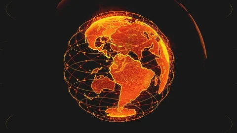 Digital earth data globe - abstract 3D rendering satellites network around the Stock Footage 112059409