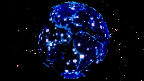Digital earth data globe - abstract 3D rendering satellites starlink network 動画素材 112180248