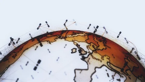 Digital earth data globe - abstract 3D rendering satellites starlink video 動画素材 112181790