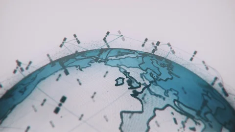Digital earth data globe - abstract 3D rendering satellites starlink video Stock Footage 112182482
