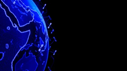 Digital earth data globe - abstract 3D rendering satellites starlink network Stock Footage 114880076