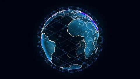 Digital earth data globe - abstract 3D rendering satellites starlink video Stock Footage 114972594