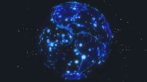 Digital earth data globe - abstract 3D rendering satellites starlink network Stock Footage 122832058