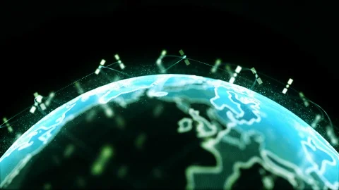 Digital earth data globe - abstract 3D rendering satellites starlink network Видео 122832818