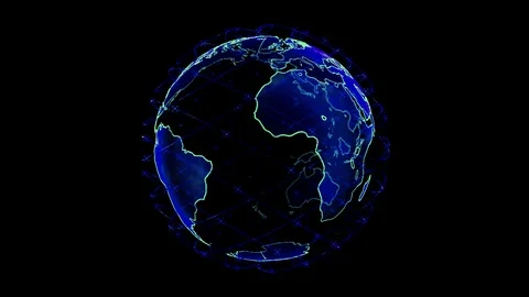Digital earth data globe - abstract 3D rendering satellites starlink video Stock Footage 124694608