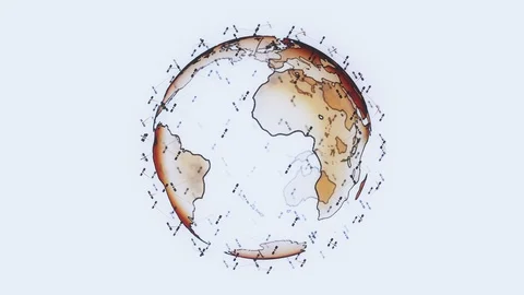 Digital earth data globe - abstract 3D rendering satellites starlink network Stock Footage 127786648