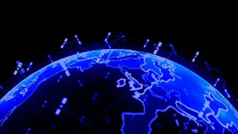 Digital earth data globe - abstract 3D rendering satellites starlink video Stock Footage 129722147