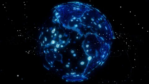 Digital earth data globe - abstract 3D rendering satellites starlink network Stock Footage 130834021