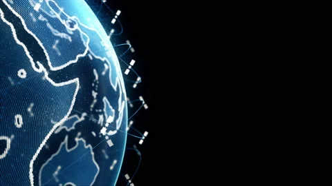 Digital earth data globe - abstract 3D rendering satellites starlink network Stock Footage 133014851
