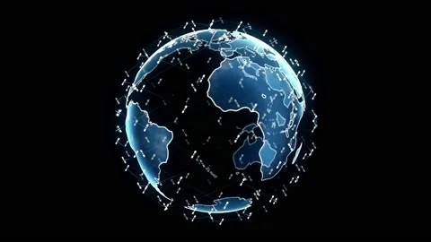 Digital earth data globe - abstract 3D rendering satellites starlink network Stock Footage 133511488