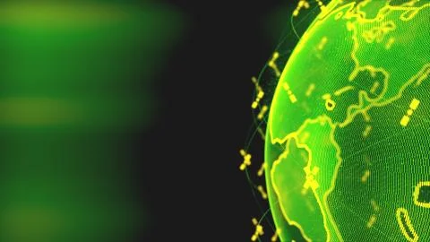 Digital earth data globe - abstract 3D rendering satellites starlink network Illustrazione stock