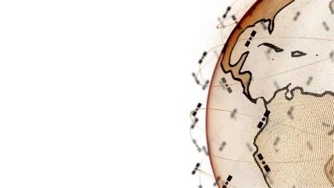 Digital earth data globe - abstract 3D rendering satellites starlink network Illustrazione stock