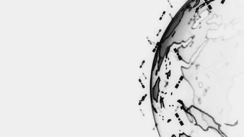 Digital earth data globe - abstract 3D rendering satellites starlink network Stock Illustration