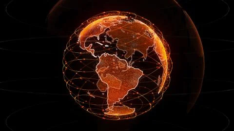 Digital earth data globe - abstract 3D rendering satellites network around the Stock Illustration