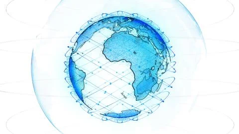 Digital earth data globe - abstract 3D rendering satellites network around the Illustrazione stock
