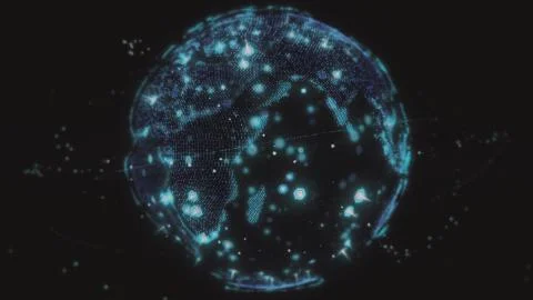 Digital earth data globe - abstract 3D rendering satellites starlink network Illustrazione stock