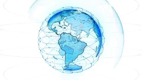 Digital earth data globe - abstract 3D rendering satellites network around the イラスト素材