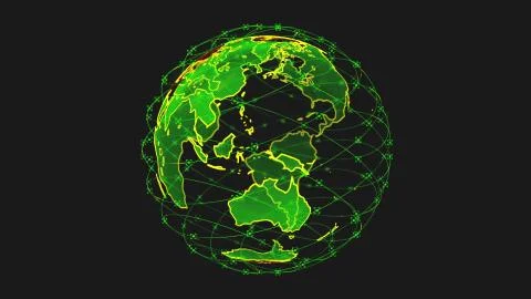 Digital earth data globe - abstract 3D rendering satellites starlink video Stock Illustration