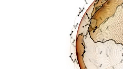 Digital earth data globe - abstract 3D rendering satellites starlink network Illustrazione stock