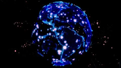 Digital earth data globe - abstract 3D rendering satellites starlink network Illustrazione stock