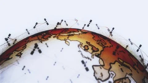 Digital earth data globe - abstract 3D rendering satellites starlink video Stock Illustration