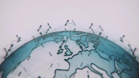 Digital earth data globe - abstract 3D rendering satellites starlink video Illustrazione stock