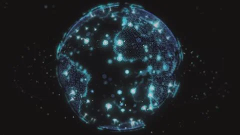 Digital earth data globe - abstract 3D rendering satellites starlink network Stock Illustration