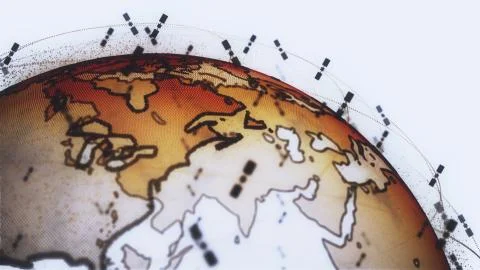 Digital earth data globe - abstract 3D rendering satellites starlink video Illustrazione stock