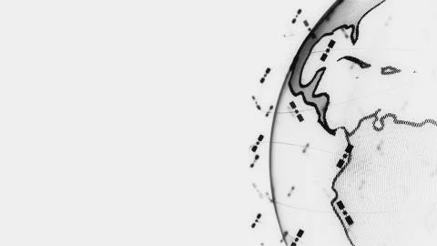 Digital earth data globe - abstract 3D rendering satellites starlink network Stock Illustration