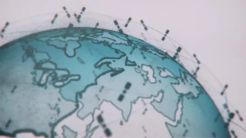 Digital earth data globe - abstract 3D rendering satellites starlink video Stock Illustration