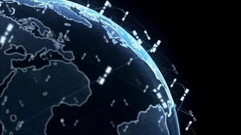 Digital earth data globe - abstract 3D rendering satellites starlink video Illustrazione stock