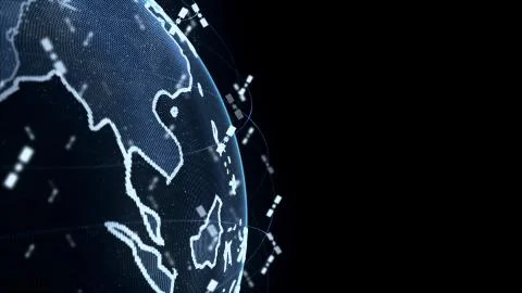 Digital earth data globe - abstract 3D rendering satellites starlink video Illustrazione stock