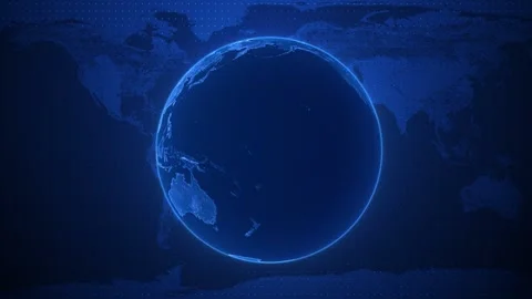 Digital Earth globe animation, blue world map background, global technology.. Vídeos de archivo 336722054