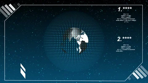 Digital earth globe animation with blue particles orbiting across starry sp.. Stock Footage 337364310