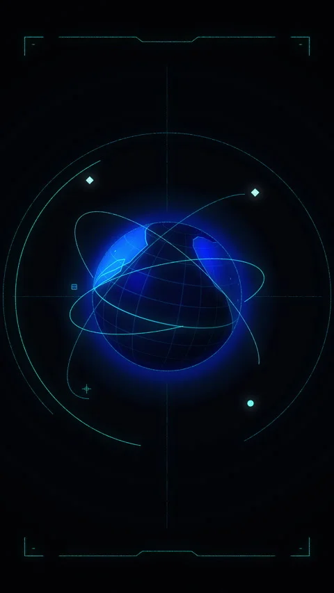 Digital earth globe animation with blue tech grid network in space Stock Footage 346546953