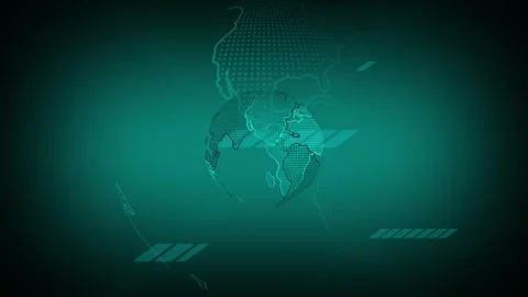 Digital earth globe animation with geometric overlays and atmospheric fade .. Stock Footage 337364156