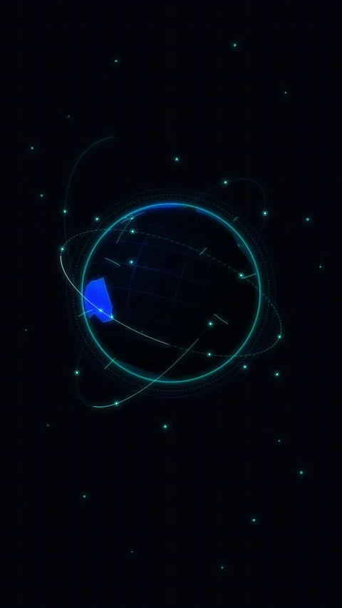 Digital earth globe animation, glowing blue tech sphere looping footage Stock Footage 346632190