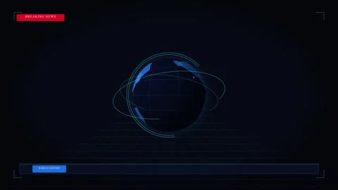 Digital earth globe animation loop with tech grid and futuristic hud Stock Footage 346546912