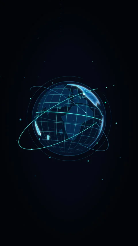Digital earth globe animation loop with glowing blue network lines Stock Footage 347558854