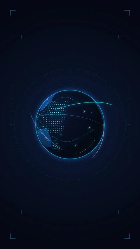 Digital earth globe animation looping tech background wireframe data Stock Footage 346546951