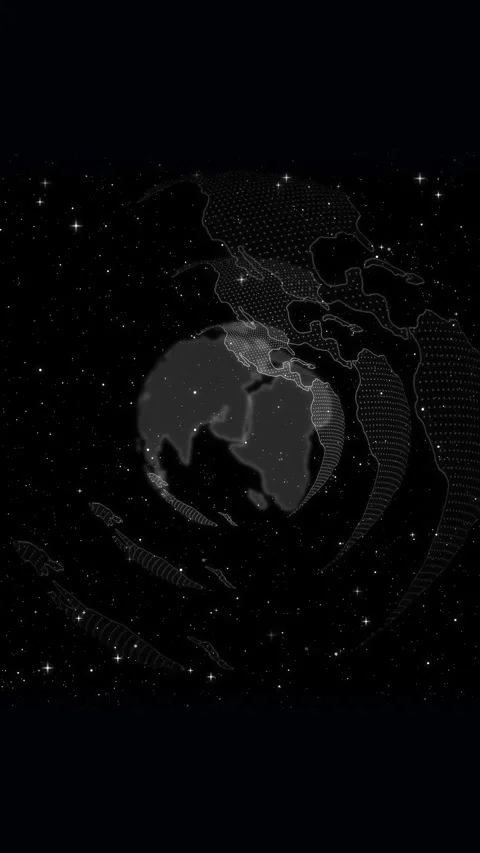Digital earth globe animation world map data visualization vertical video. .. Stock Footage 321722766