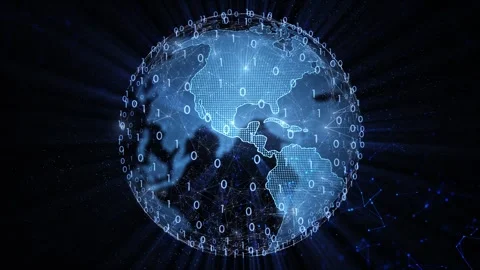 Digital earth globe with binary numbers sphere animation background Stock Footage 339718007