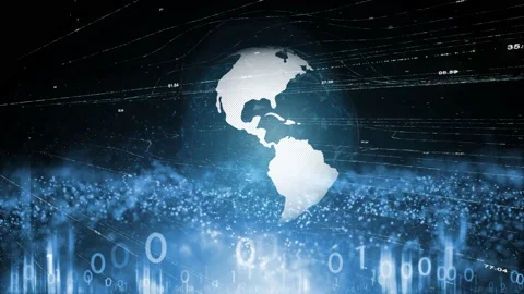 Digital earth globe on computer cyberspace background Stock Footage 225895508