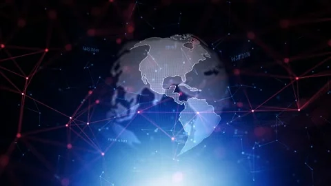 Digital earth globe cyberspace lines and dots network Stock Footage 337428489