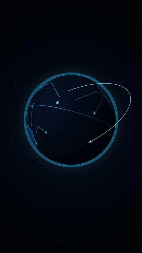 Digital earth globe with data network connections, spinning planet 動画素材 347559954