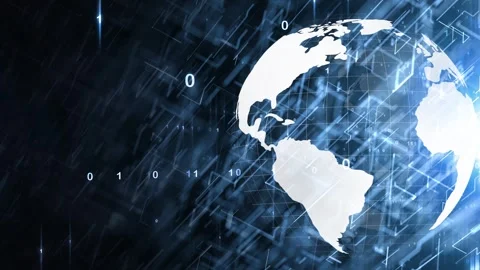 Digital earth globe with digital binary data animation Stock Footage 334080443