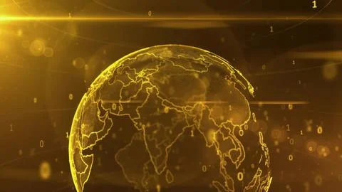 Digital earth globe displaying global network data Illustrazione stock