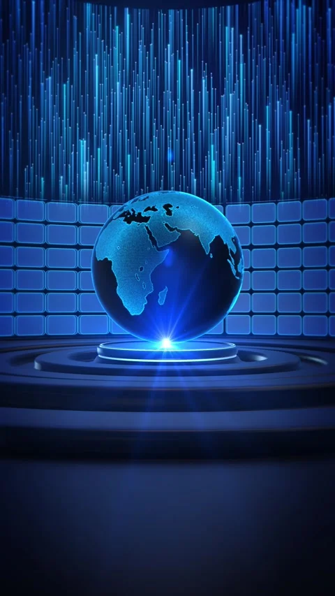 Digital Earth Globe on Futuristic Global Technology Platform Stock Footage 342623761